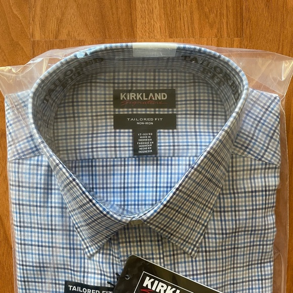 NWT Kirkland signature mens tailored button up dress shirt 17 x 32/33 - Picture 3 of 4